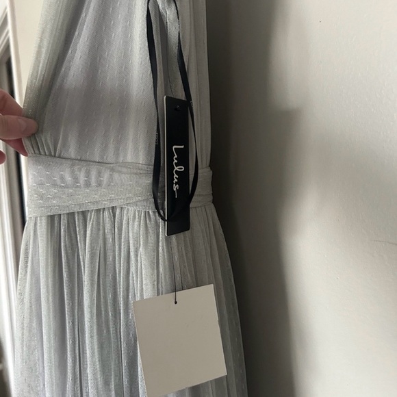 Lulu's Pale Gray V-Neck Sleeveless Maxi Dress - Picture 2 of 3